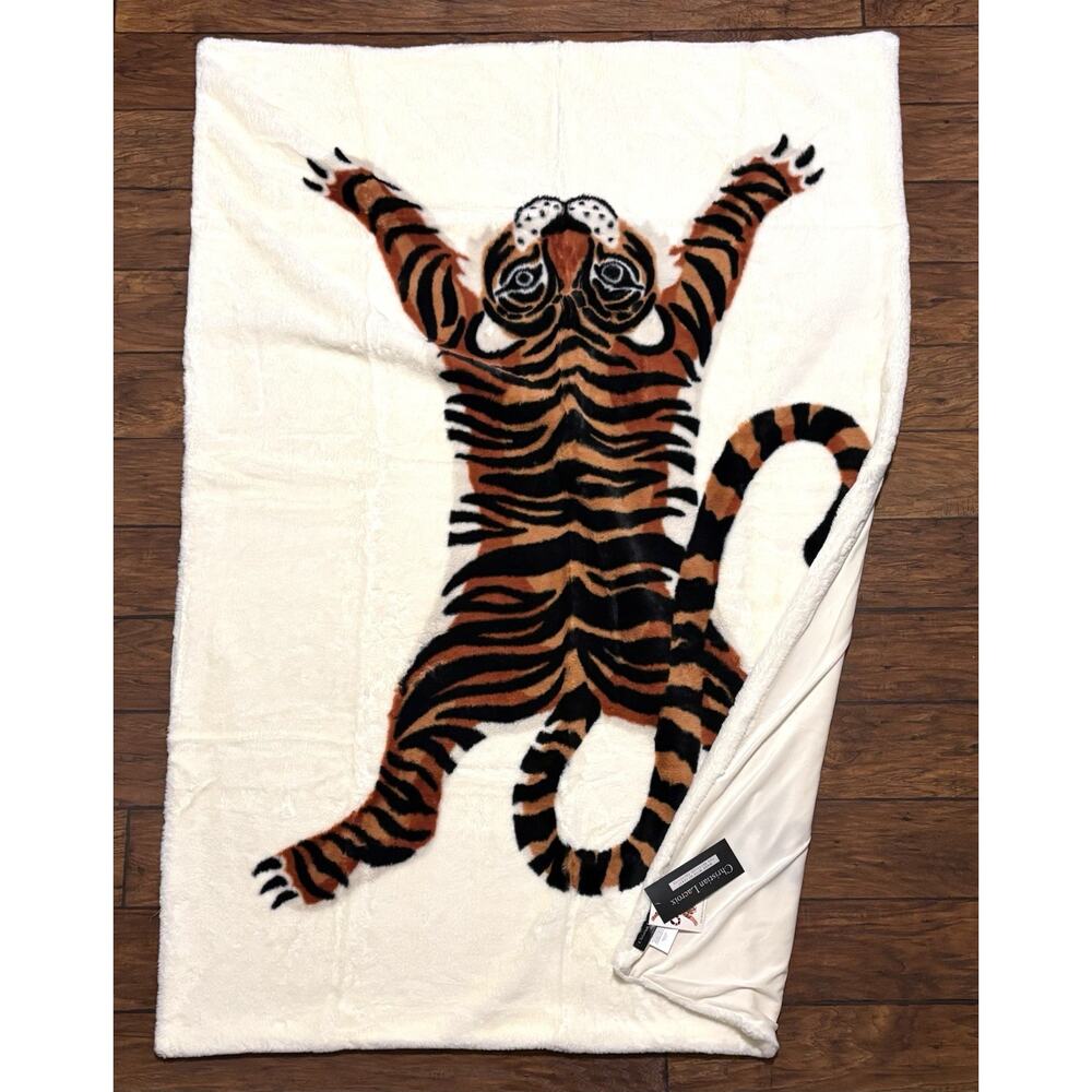 Christian Lacroix Faux Fur Tiger Throw Blanket Tiger Print NWT - Picture 14 of 16